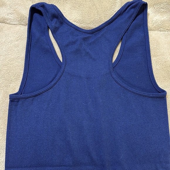 Women’s Ribbed Racer Back Tank - Navy - One Size - Picture 4 of 4